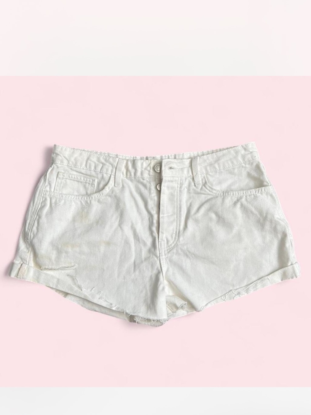 Forever 21 White High-Rise Denim Cutoff Shorts